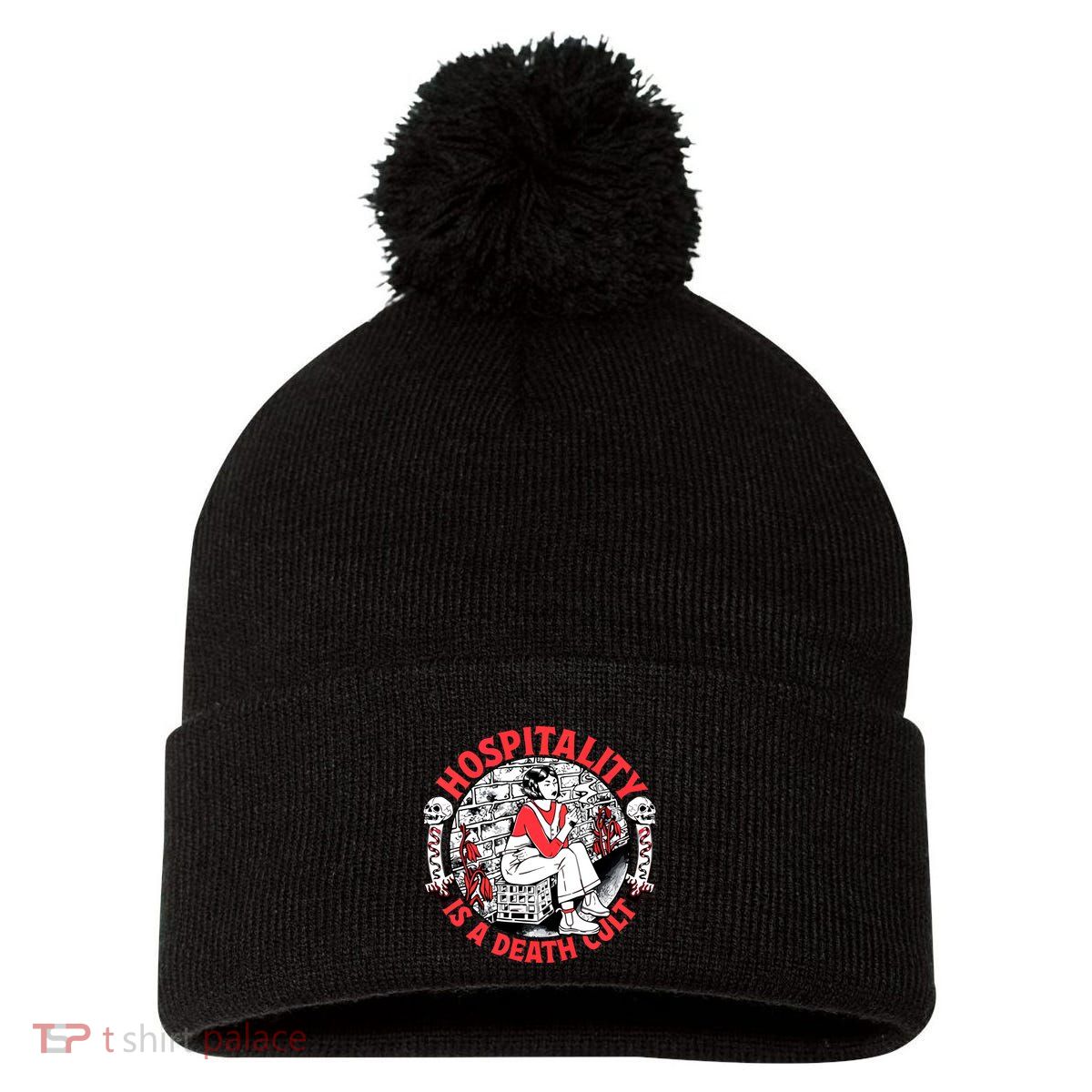 Hospitality Is A Death Cult Pom Pom 12in Knit Beanie