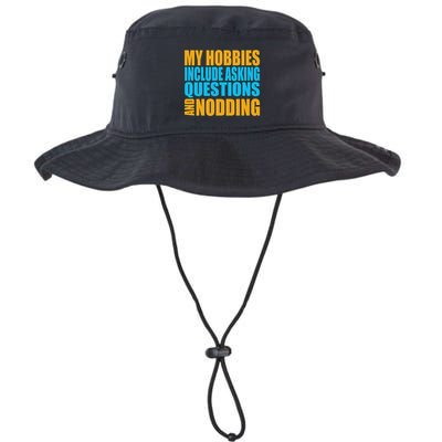 Hobbies Include Asking Questions Nodding Mental Health Legacy Cool Fit Booney Bucket Hat
