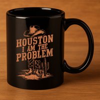 Houston I Am The Problem Cowboy Humor Fun Love 11oz C Handle Ceramic Mug