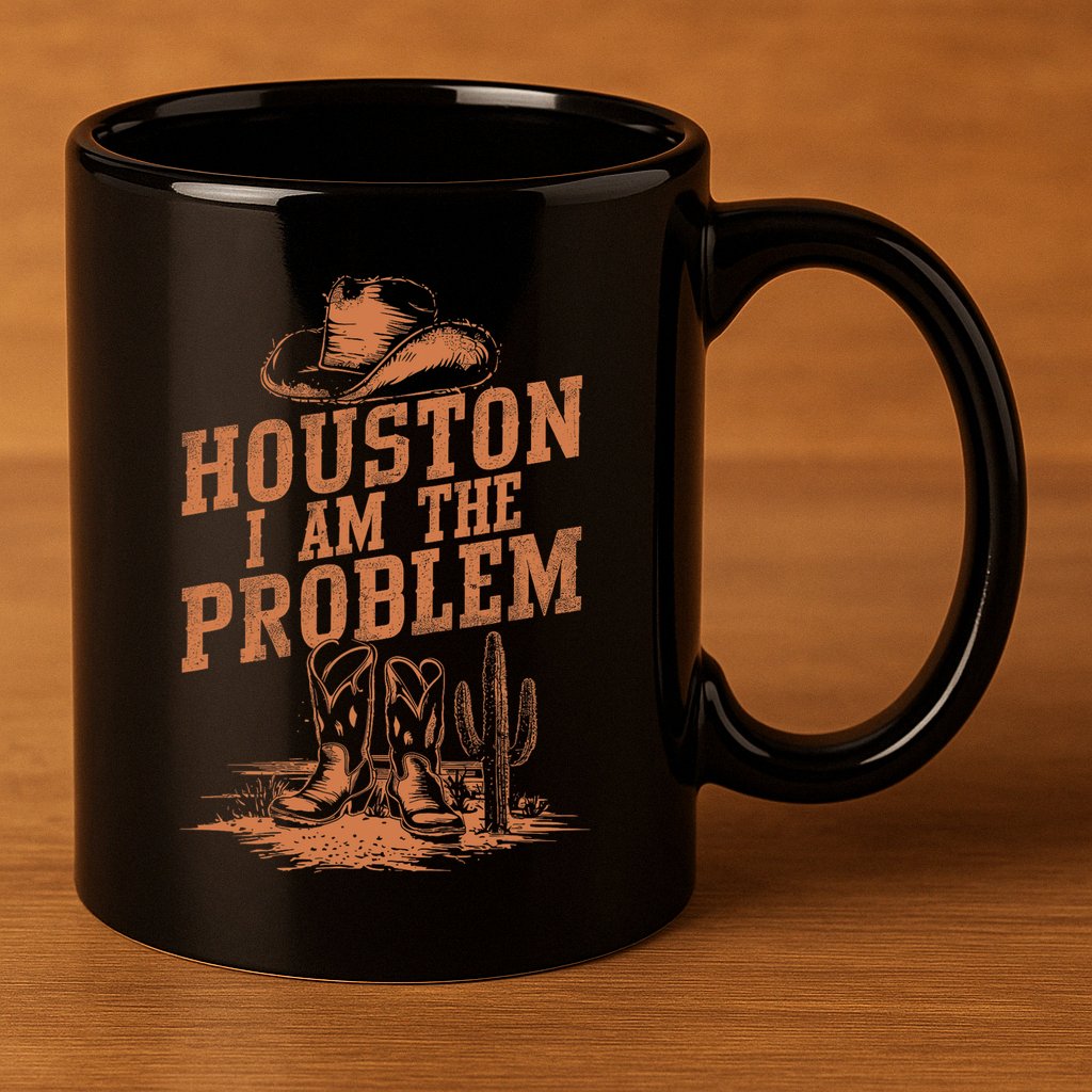 Houston I Am The Problem Cowboy Humor Fun Love 11oz C Handle Ceramic Mug