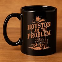 Houston I Am The Problem Cowboy Humor Fun Love 11oz C Handle Ceramic Mug