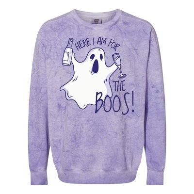 Here I Am For The Boos Funny Ghost Colorblast Crewneck Sweatshirt