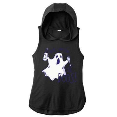 Here I Am For The Boos Funny Ghost Ladies PosiCharge Tri-Blend Wicking Draft Hoodie Tank