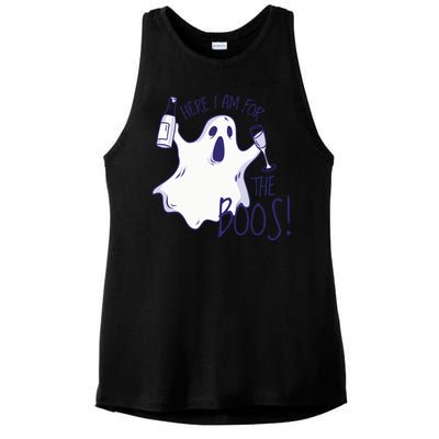 Here I Am For The Boos Funny Ghost Ladies PosiCharge Tri-Blend Wicking Tank