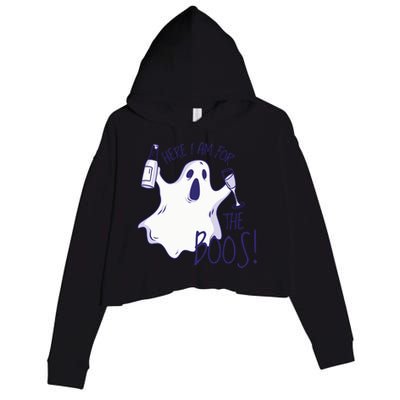 Here I Am For The Boos Funny Ghost Crop Fleece Hoodie