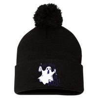 Here I Am For The Boos Funny Ghost Pom Pom 12in Knit Beanie