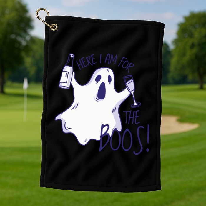 Here I Am For The Boos Funny Ghost Golf Towel
