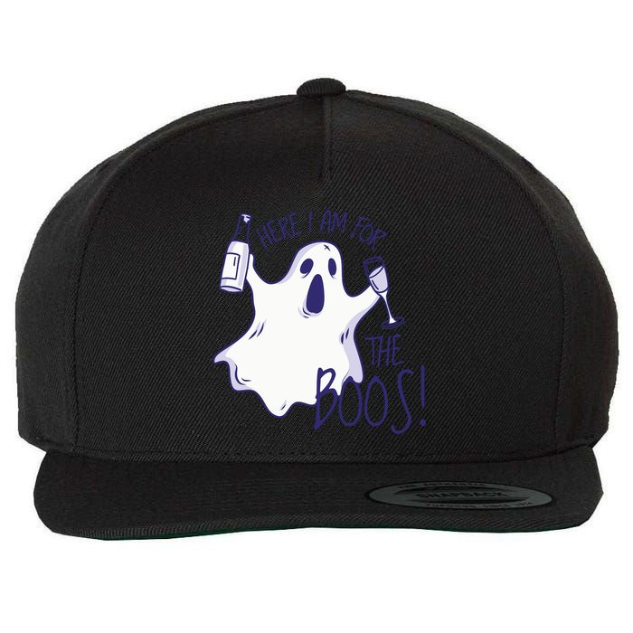 Here I Am For The Boos Funny Ghost Wool Snapback Cap