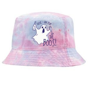 Here I Am For The Boos Funny Ghost Tie-Dyed Bucket Hat