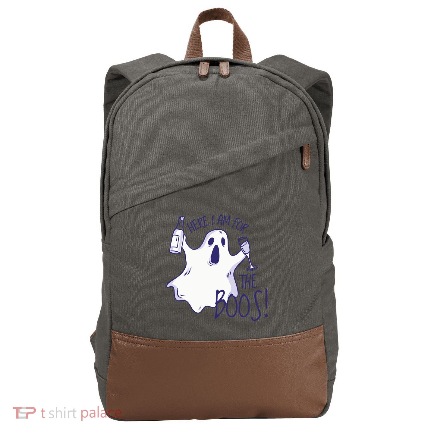 Here I Am For The Boos Funny Ghost Cotton Canvas Backpack
