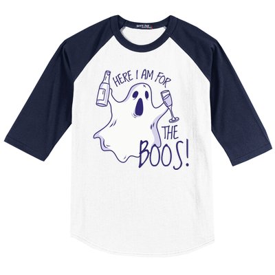 Here I Am For The Boos Funny Ghost Baseball Sleeve Shirt