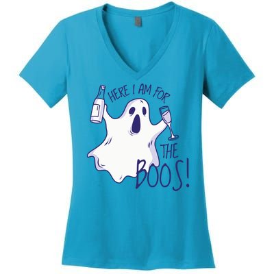 Here I Am For The Boos Funny Ghost Women's V-Neck T-Shirt