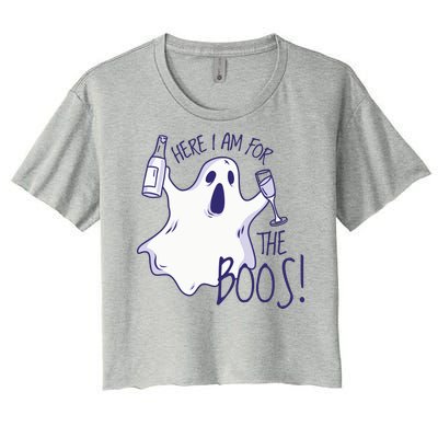 Here I Am For The Boos Funny Ghost Women's Crop Top Tee