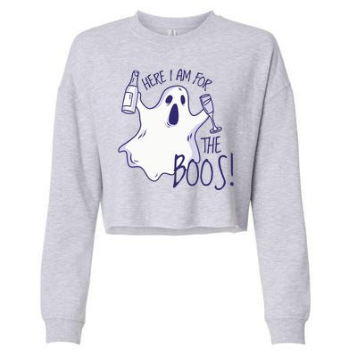 Here I Am For The Boos Funny Ghost Cropped Pullover Crew