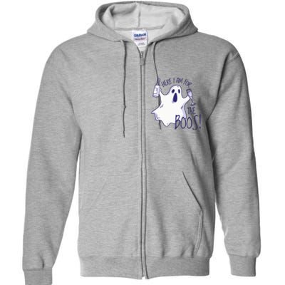 Here I Am For The Boos Funny Ghost Full Zip Hoodie