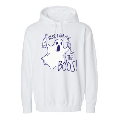 Here I Am For The Boos Funny Ghost Garment-Dyed Fleece Hoodie