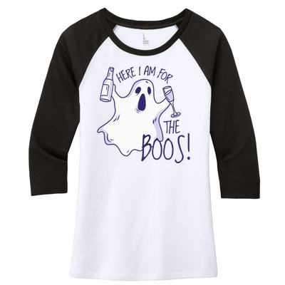 Here I Am For The Boos Funny Ghost Women's Tri-Blend 3/4-Sleeve Raglan Shirt