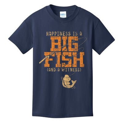 Happiness Is A Big Fish And A Witness Fishing Kids T-Shirt