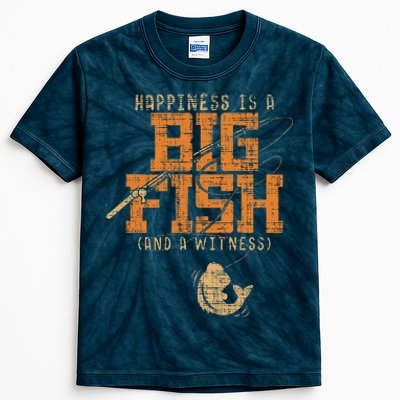 Happiness Is A Big Fish And A Witness Fishing Kids Tie-Dye T-Shirt