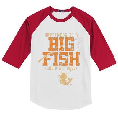 Happiness Is A Big Fish And A Witness Fishing Kids Colorblock Raglan Jersey