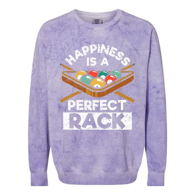 Happiness Is A Perfect Rack Funny Pool Billiard Player Colorblast Crewneck Sweatshirt