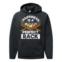 Happiness Is A Perfect Rack Funny Pool Billiard Player Performance Fleece Hoodie