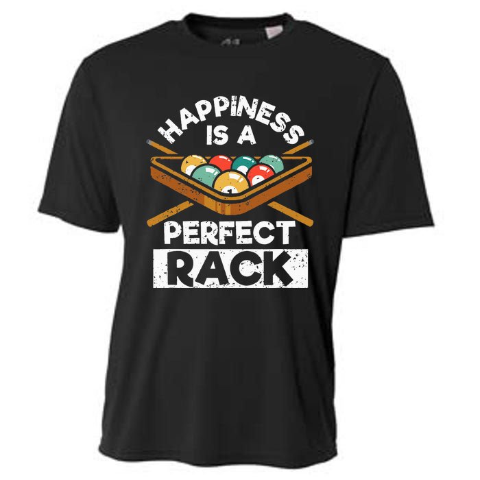 Happiness Is A Perfect Rack Funny Pool Billiard Player Cooling Performance Crew T-Shirt