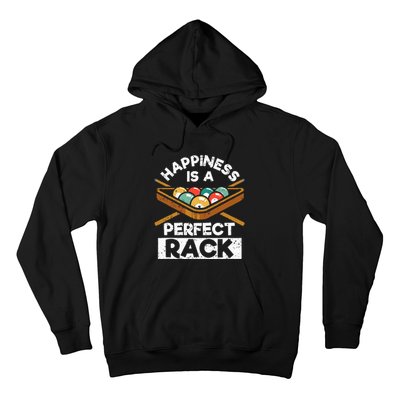 Happiness Is A Perfect Rack Funny Pool Billiard Player Hoodie