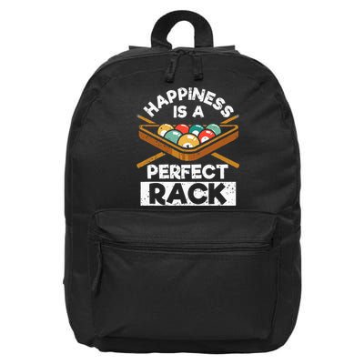 Happiness Is A Perfect Rack Funny Pool Billiard Player 16 in Basic Backpack