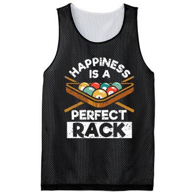 Happiness Is A Perfect Rack Funny Pool Billiard Player Mesh Reversible Basketball Jersey Tank