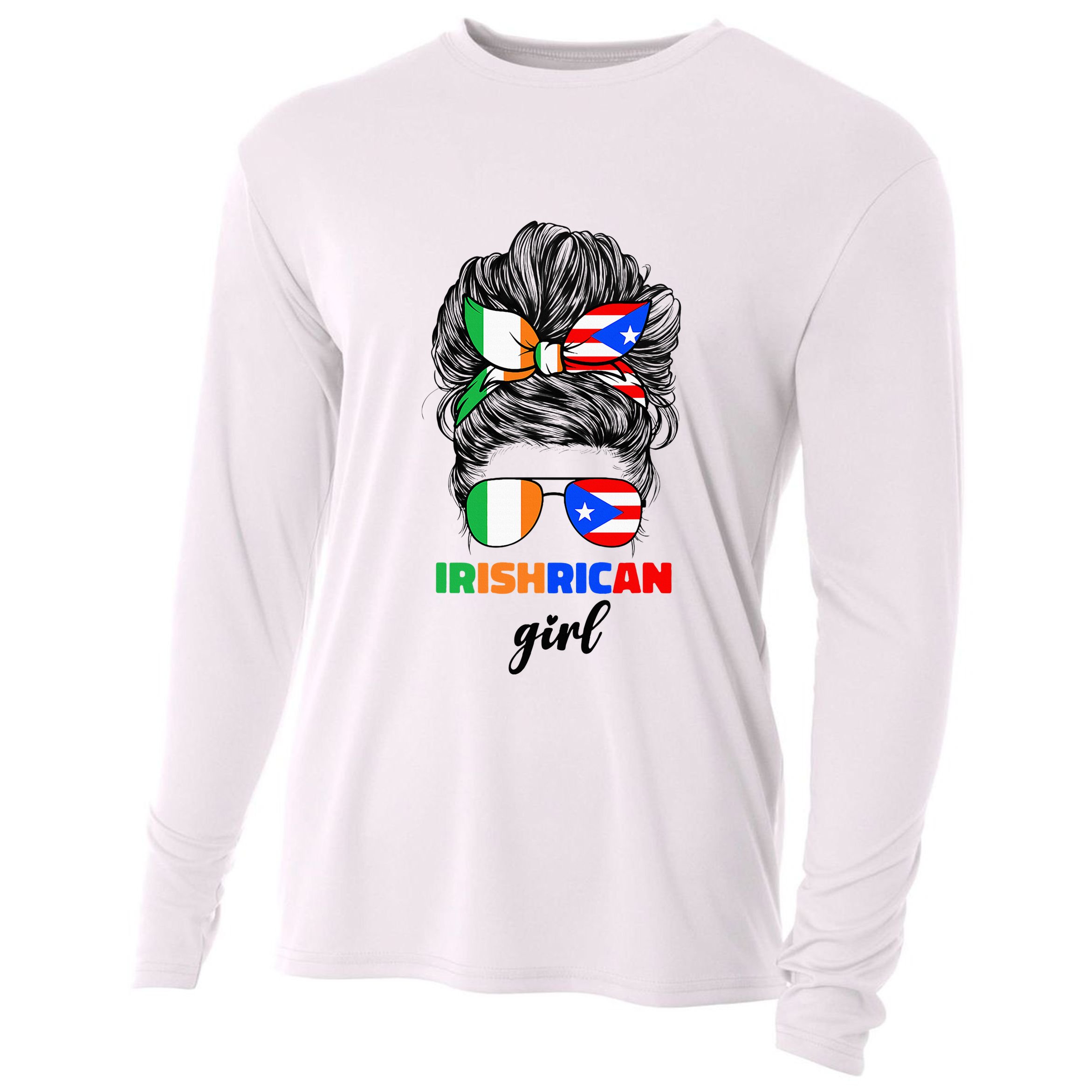 Half Irish And Puerto Rican Rico Ireland Flag Cooling Performance Long Sleeve Crew