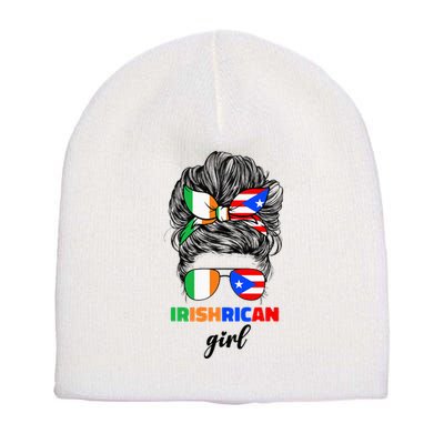 Half Irish And Puerto Rican Rico Ireland Flag Short Acrylic Beanie