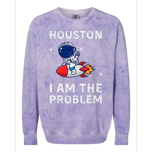 Houston I Am The Problem Funny Astronaut Rocket Space Colorblast Crewneck Sweatshirt