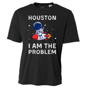 Houston I Am The Problem Funny Astronaut Rocket Space Cooling Performance Crew T-Shirt