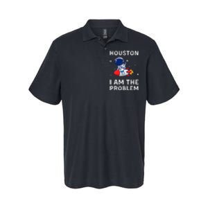 Houston I Am The Problem Funny Astronaut Rocket Space Softstyle Adult Sport Polo