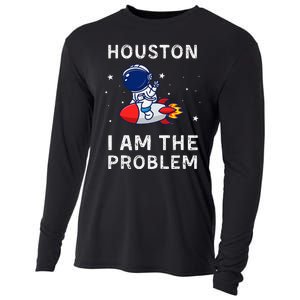 Houston I Am The Problem Funny Astronaut Rocket Space Cooling Performance Long Sleeve Crew