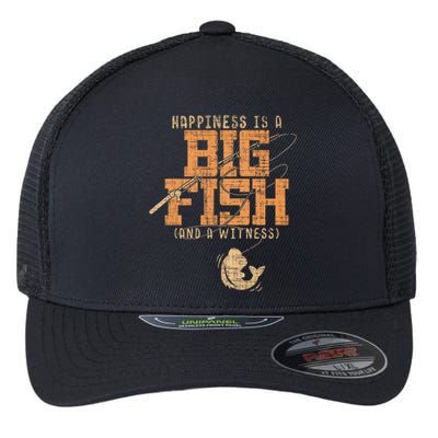 Happiness Is A Big Fish And A Witness Fishing Flexfit Unipanel Trucker Cap