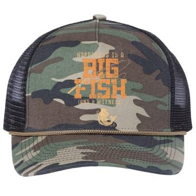 Happiness Is A Big Fish And A Witness Fishing Retro Rope Trucker Hat Cap