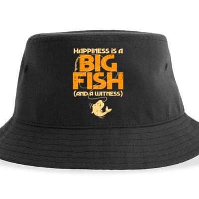 Happiness Is A Big Fish Witness Funny Fishing Sustainable Bucket Hat