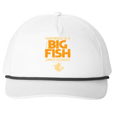 Happiness Is A Big Fish Witness Funny Fishing Snapback Five-Panel Rope Hat