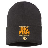 Happiness Is A Big Fish Witness Funny Fishing Sustainable Knit Beanie