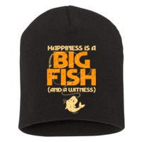 Happiness Is A Big Fish Witness Funny Fishing Short Acrylic Beanie