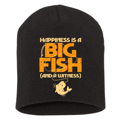 Happiness Is A Big Fish Witness Funny Fishing Short Acrylic Beanie