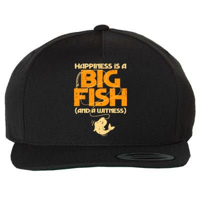 Happiness Is A Big Fish Witness Funny Fishing Wool Snapback Cap