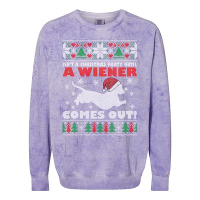 Humor Isn’T A Christmas Party Until A Wiener Comes Out Cool Gift Colorblast Crewneck Sweatshirt