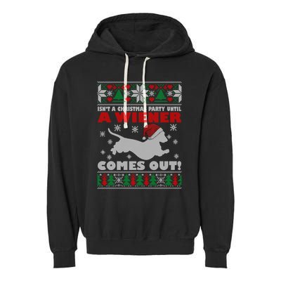 Humor Isn’T A Christmas Party Until A Wiener Comes Out Cool Gift Garment-Dyed Fleece Hoodie