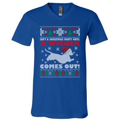 Humor Isn’T A Christmas Party Until A Wiener Comes Out Cool Gift V-Neck T-Shirt