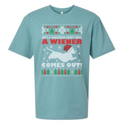 Humor Isn’T A Christmas Party Until A Wiener Comes Out Cool Gift Sueded Cloud Jersey T-Shirt