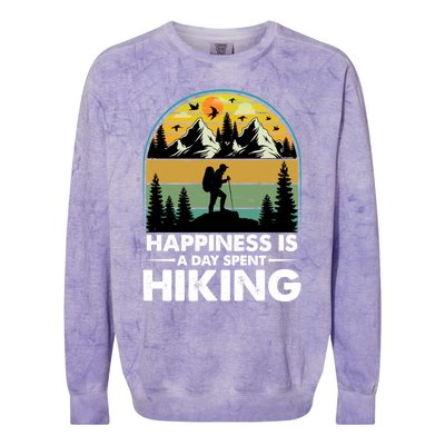 Happiness Is A Day Spent Hiking Scenic Views Gift Colorblast Crewneck Sweatshirt