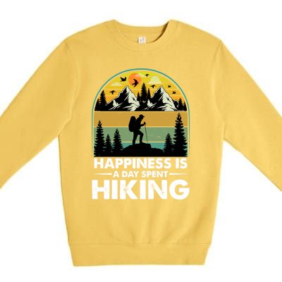 Happiness Is A Day Spent Hiking Scenic Views Gift Premium Crewneck Sweatshirt